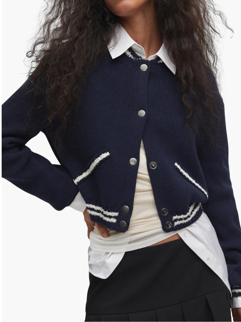 Mango contrast striped cardigan bomber Sz Medium
